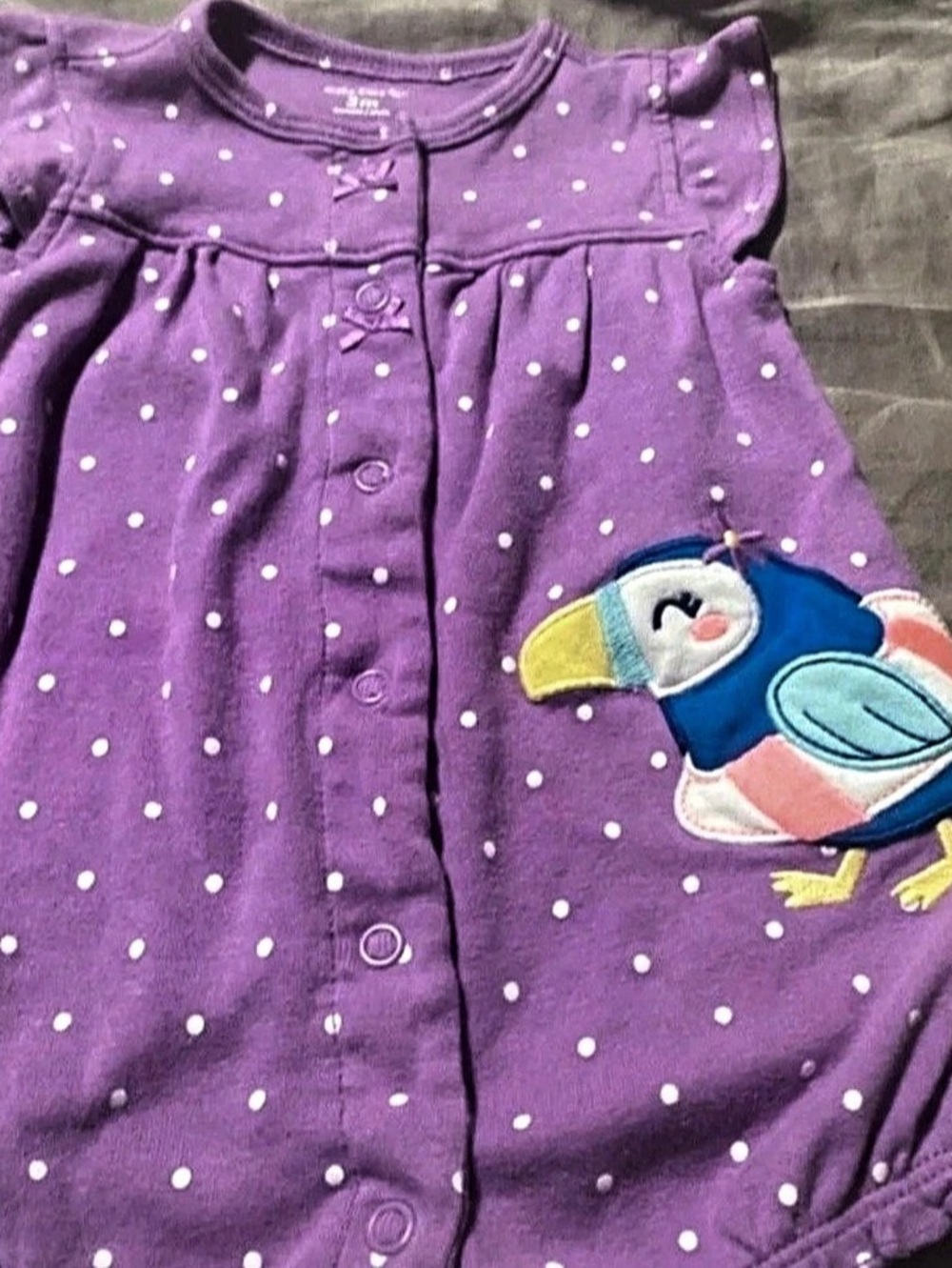 Carter's Baby 3M Purple & White Polka Dot Romper